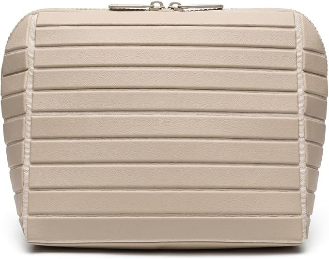 Makeup Bag, Large Capacity PVC Toiletry Case, Fold Down Cosmetic Bag with Brush Holder, Water-Res... | Amazon (US)