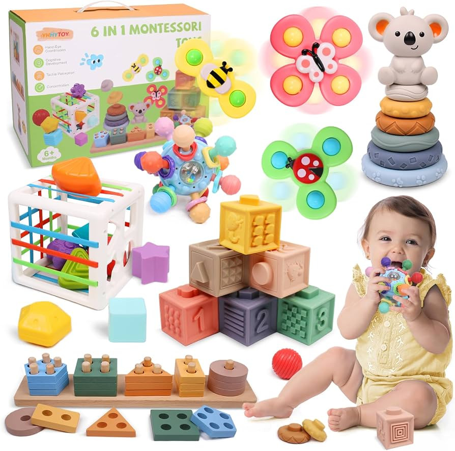 YHHYTOY 6-in-1 Montessori Baby Toys 0-6 6-12 Months, Infant Toys Baby Gifts | Amazon (US)