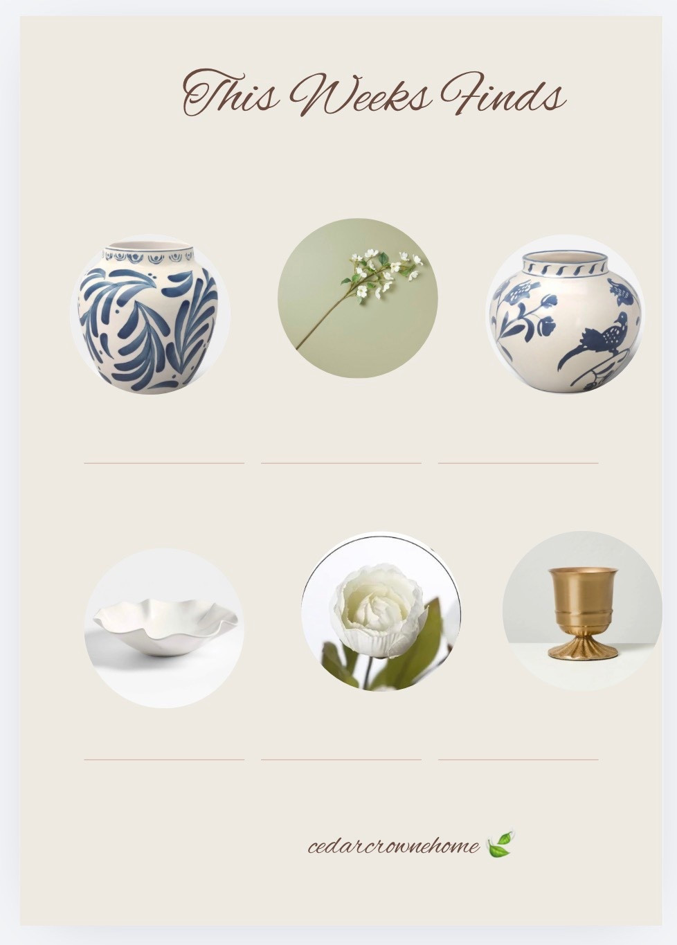Favorite weekly finds 
Spring decor
Spring flowers 
Peony stems 
Spring Vases 

#LTKSeasonal #LTKHome #LTKSaleAlert