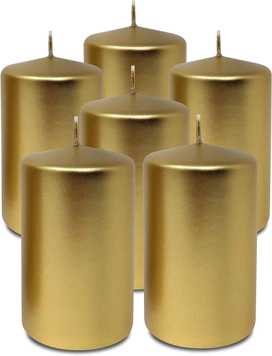 Hyoola Metallic Pillar Candles - 6 Pack - Gold Pillar Candles - European Made Decorative Pillar C... | Amazon (US)