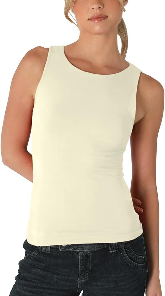 NIKIBIKI Women Seamless Clean Line Boat Neck Tank Top, Made in U.S.A, One Size | Amazon (US)