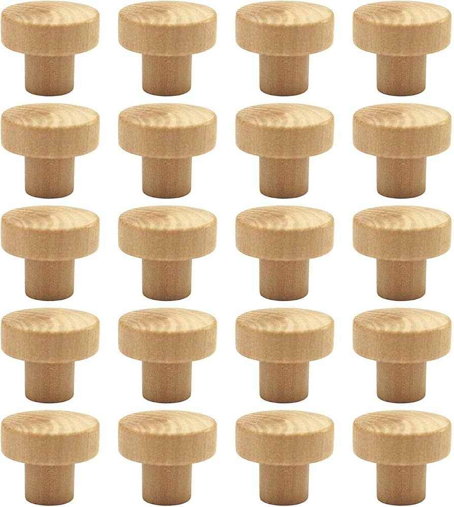 WEICHUAN 20PCS Round Unfinished Wood Cabinet Furniture Drawer Knobs Pulls Handles (Diameter: 3.6c... | Amazon (US)