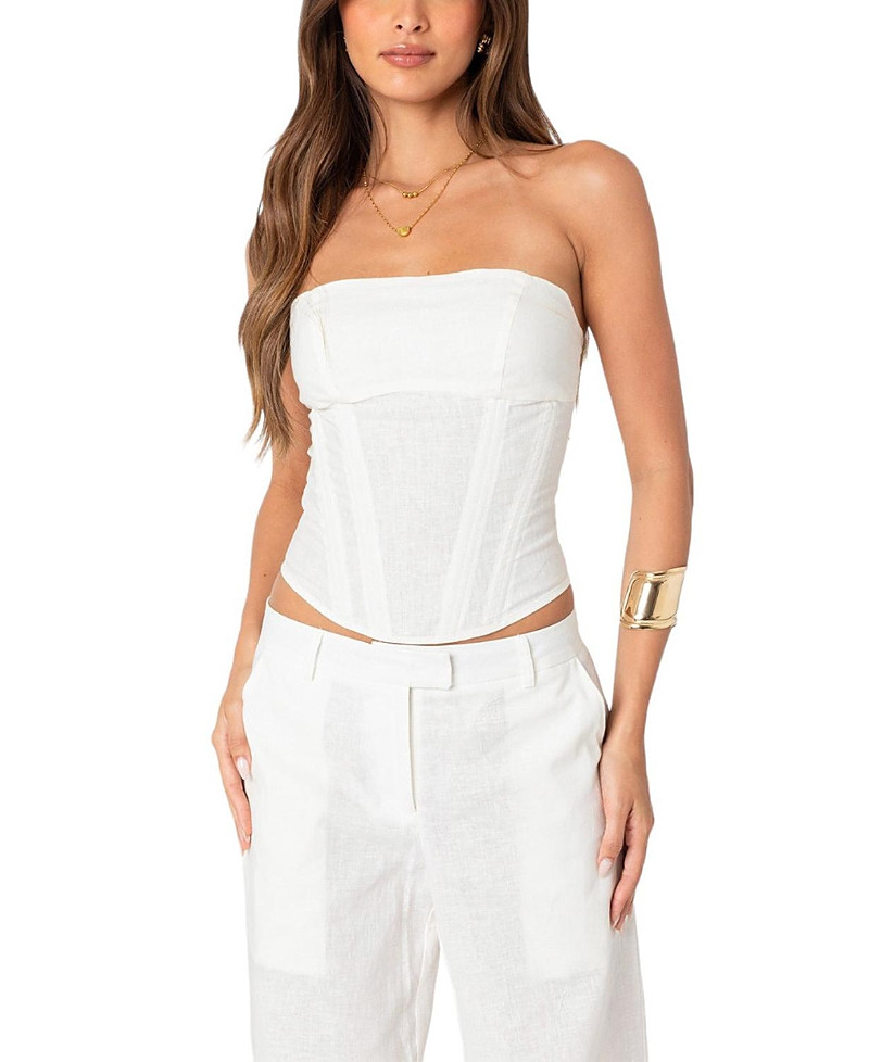 Edikted Arya Linen Look Corset | Bloomingdale's (US)