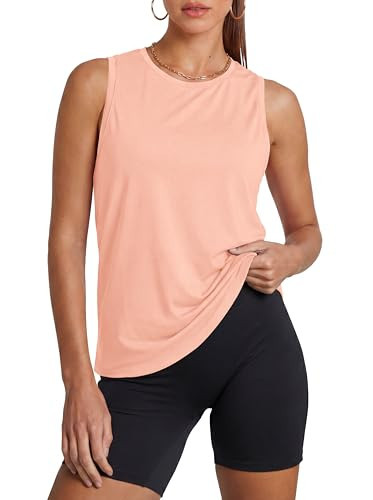 Alaroo Women's Workout Tops Sleeveless Loose Fit Athletic Pilates Outfits Yoga Gym Tennis Shirts Tank Tops for Women Cute Pink X-Large | Amazon (US)