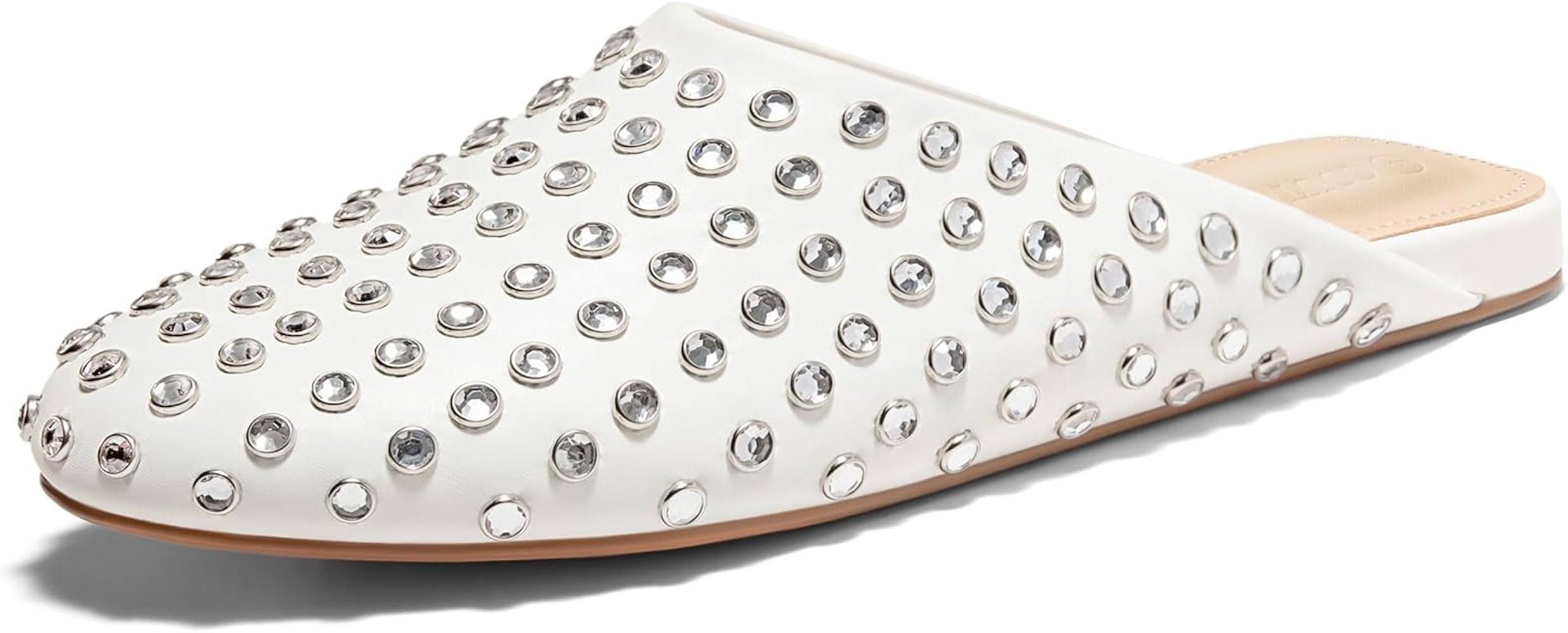 Coutgo Women's Rhinestone Mules Flats Sparkly Leather Slip On Shoes Slippers Comfortable Dress Ba... | Amazon (US)