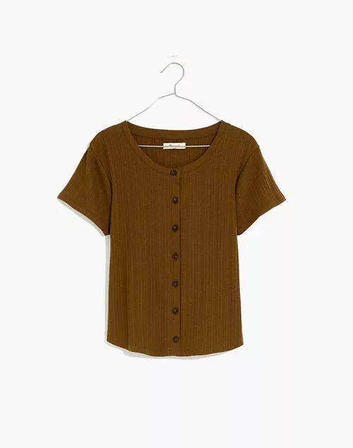 Pointelle Button-Front Slim Tee | Madewell