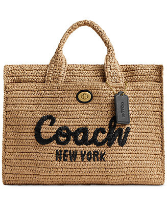COACH Cargo Embroidered Logo Straw Tote Bag - Macy's | Macy's