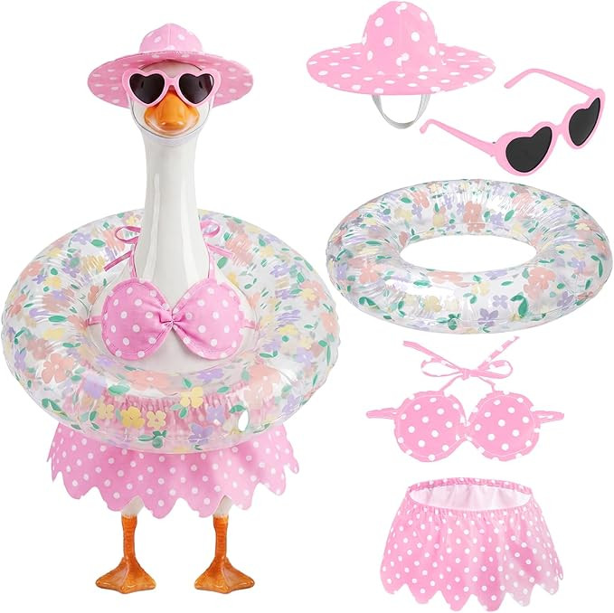 hoyuwak Bikini Goose Outfits Summer Hawaiian Porch Goose Outfits with Swimming Ring Sunglasses Ha... | Amazon (US)