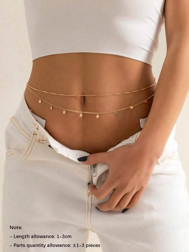 2pcs Fashion Circular Pendant Necklace & Waist Chain Set, Versatile & Sexy For Party, Beach, Holiday & Gift | SHEIN