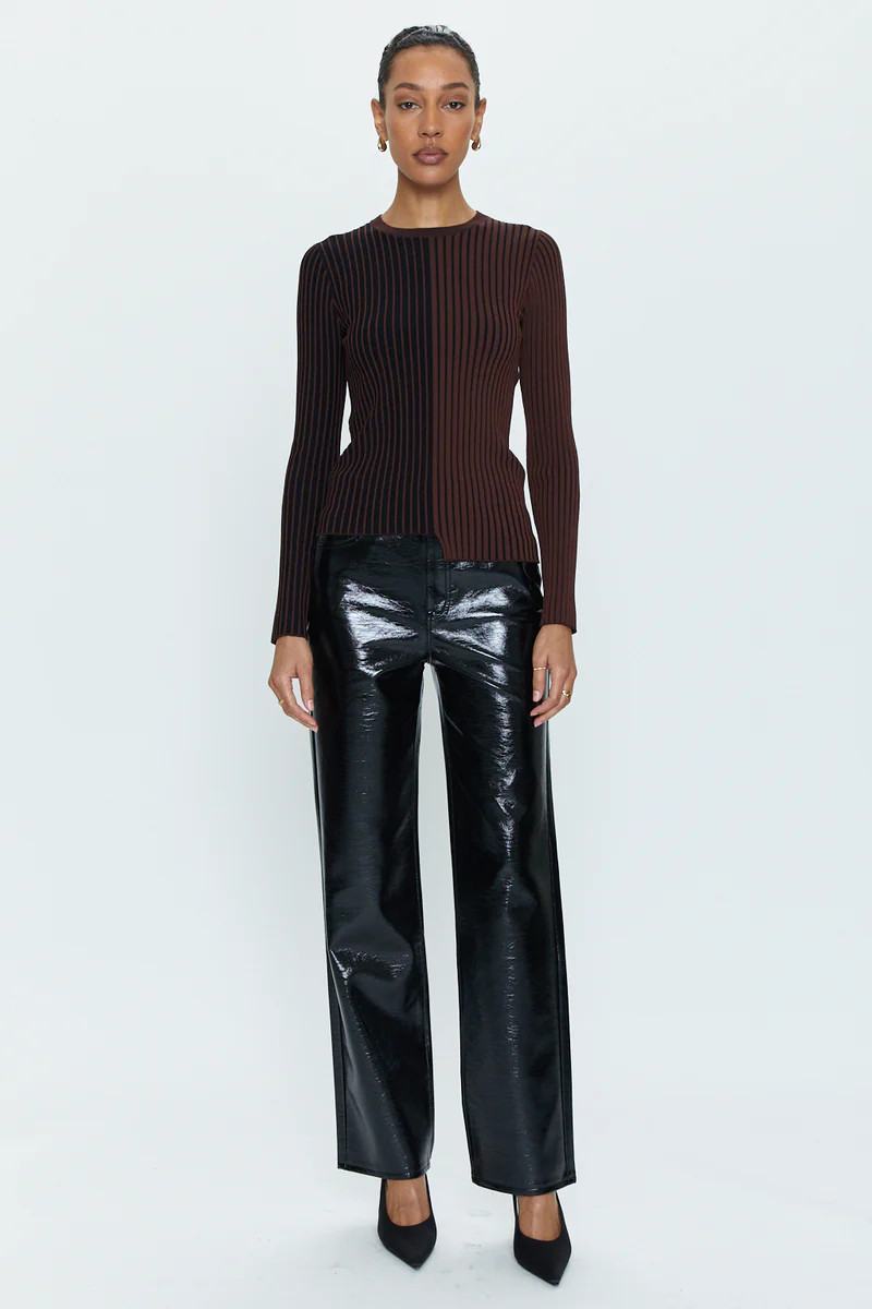 Cassie Super High Rise Straight - Black Vinyl | Pistola Denim