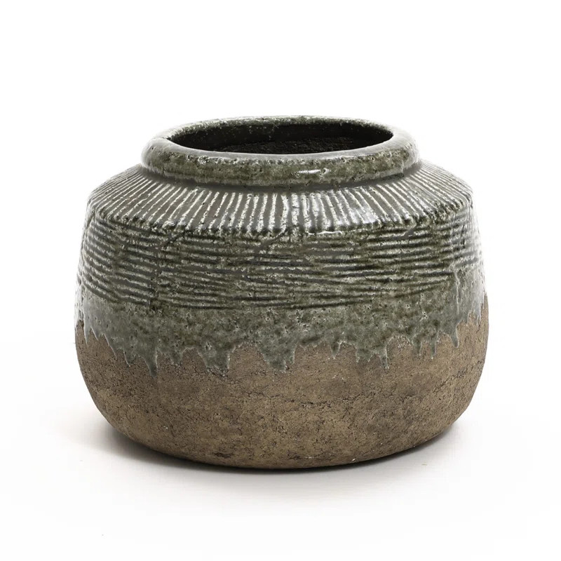Rustic Brown Stoneware Indoor and Outdoor Bowl Vase | Wayfair North America