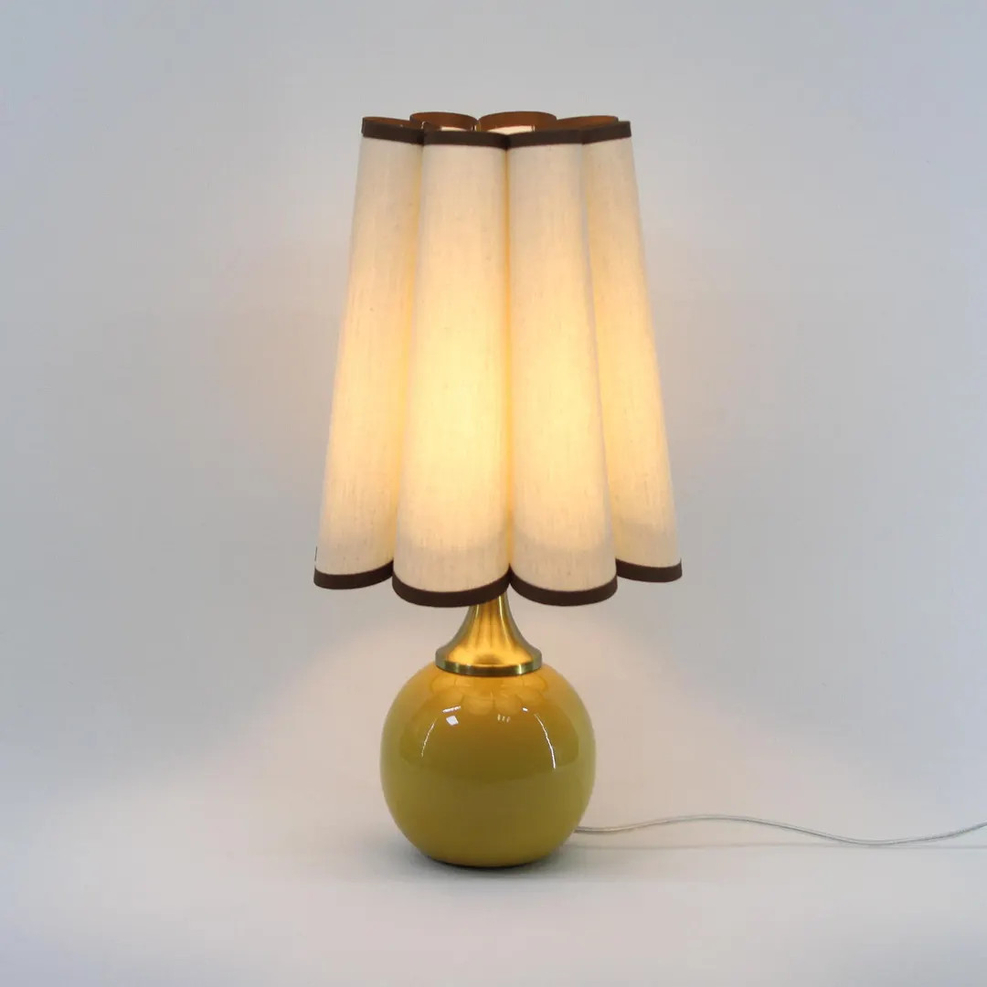 Duzy handmade scallop shape oatmeal color fabric and ceramic base lamp for home gift-5# | Etsy (US)