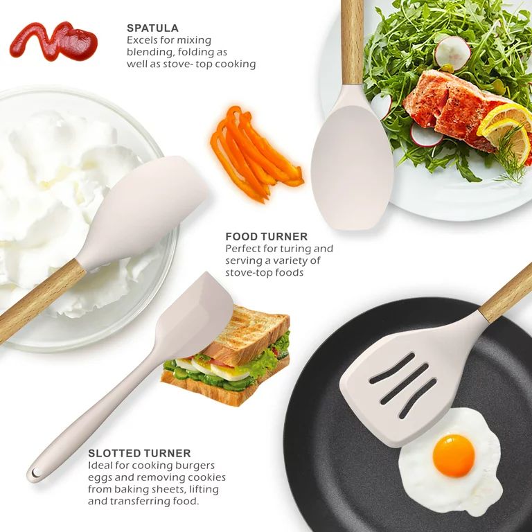 oannao Silicone Cooking Utensils Set - 446°F Heat Resistant Silicone Kitchen Utensils for Cookin... | Walmart (US)