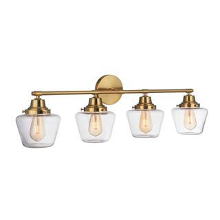 CRAFTMADE Essex 38 in. 4 Light Satin Brass Finish Vanity Light with Clear Glass 647881199692 - Th... | The Home Depot