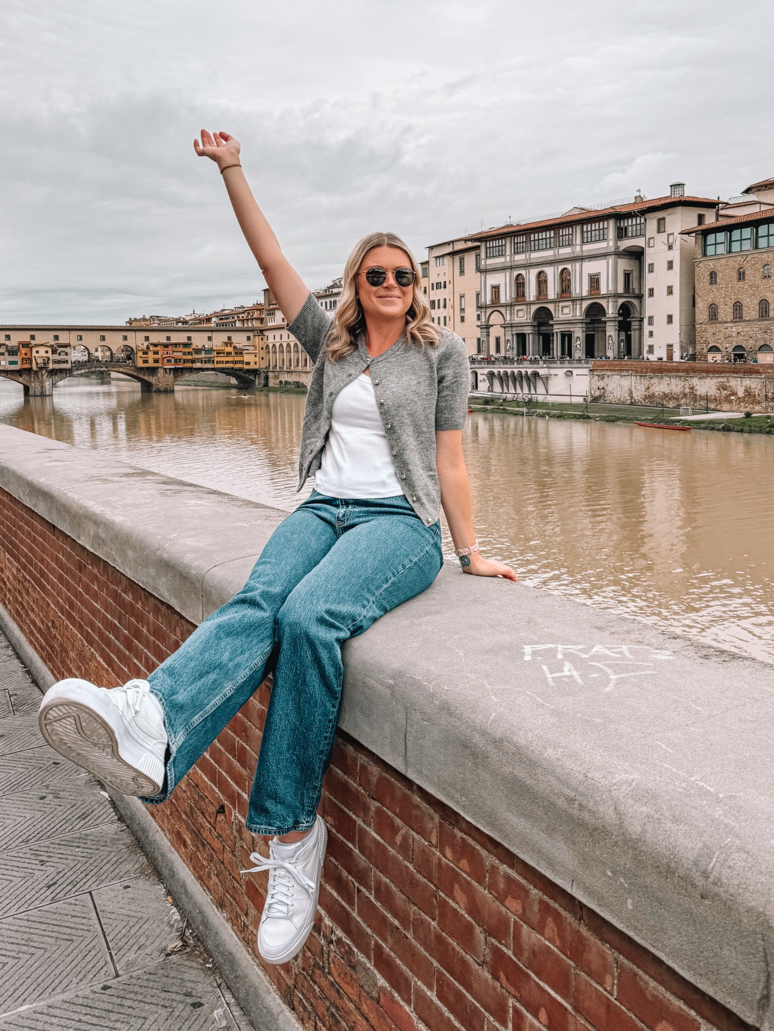 What to pack for Florence Italy 🇮🇹 Wearing a basic white tank with a short sleeve cardigan and relaxed fit jeans from Abercrombie. 

#LTKFindsUnder100 #LTKTravel #LTKStyleTip