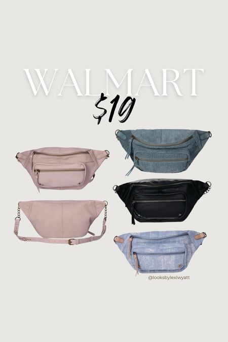 Corded and denim material belt bags from Walmart for under $20
