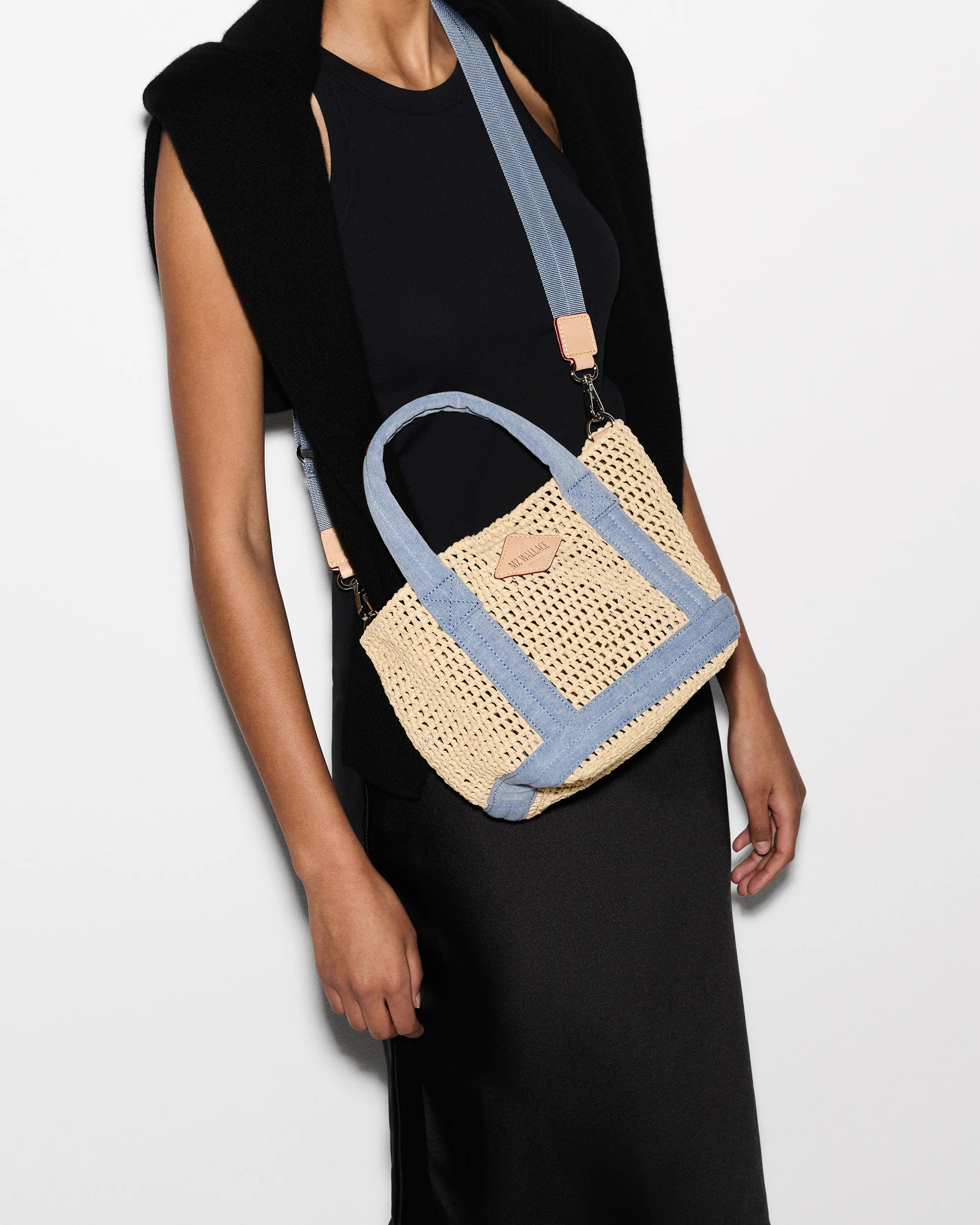 Crochet/Light Denim Mini Crochet Tote | MZ Wallace