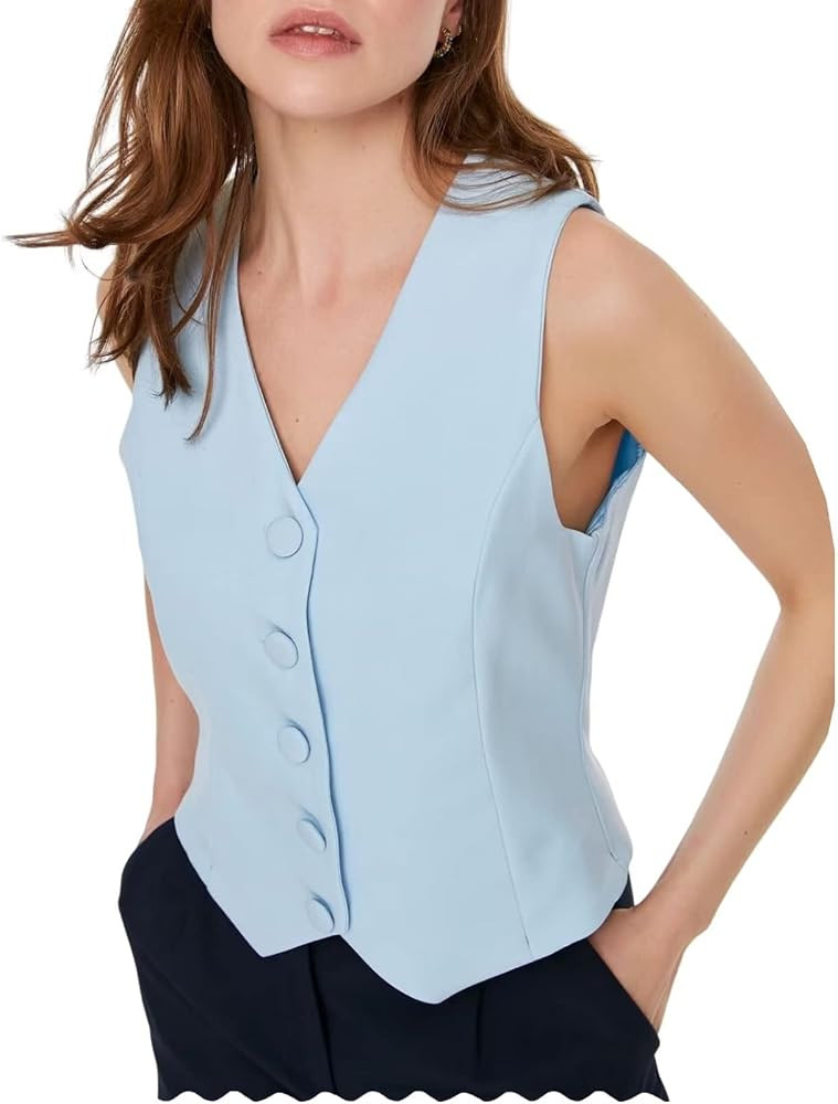 Womens V-Neck Waistcoat Sleeveless Jacket Business Dress Suit Vests | Amazon (US)