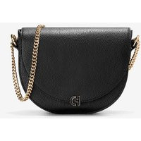 Cole Haan Women's Evie Leather Chain Strap Saddle Bag - Black, Ivory,Black | Marks & Spencer (UK)