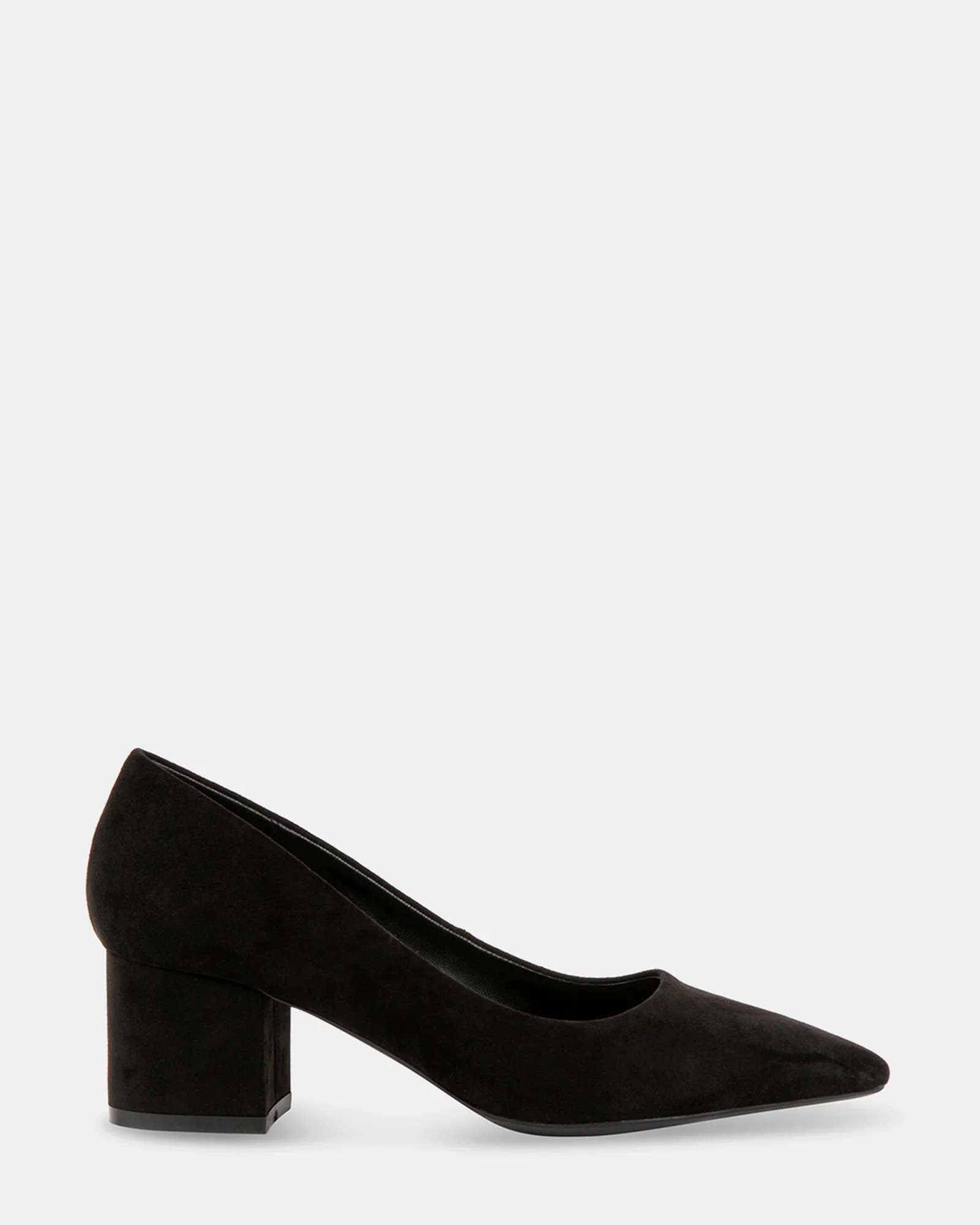 DIANNA Black Suede Block Heel Pointy Toe Pump | Women's Designer Heels | Steve Madden (Canada)