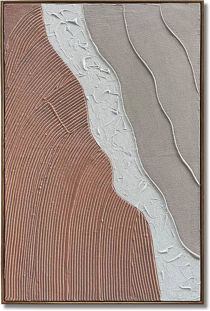 Limiyer Wood Grain Framed Abstract Paintin,Terracotta Texture Art 3D Texture Art Minimalist Wall ... | Amazon (US)