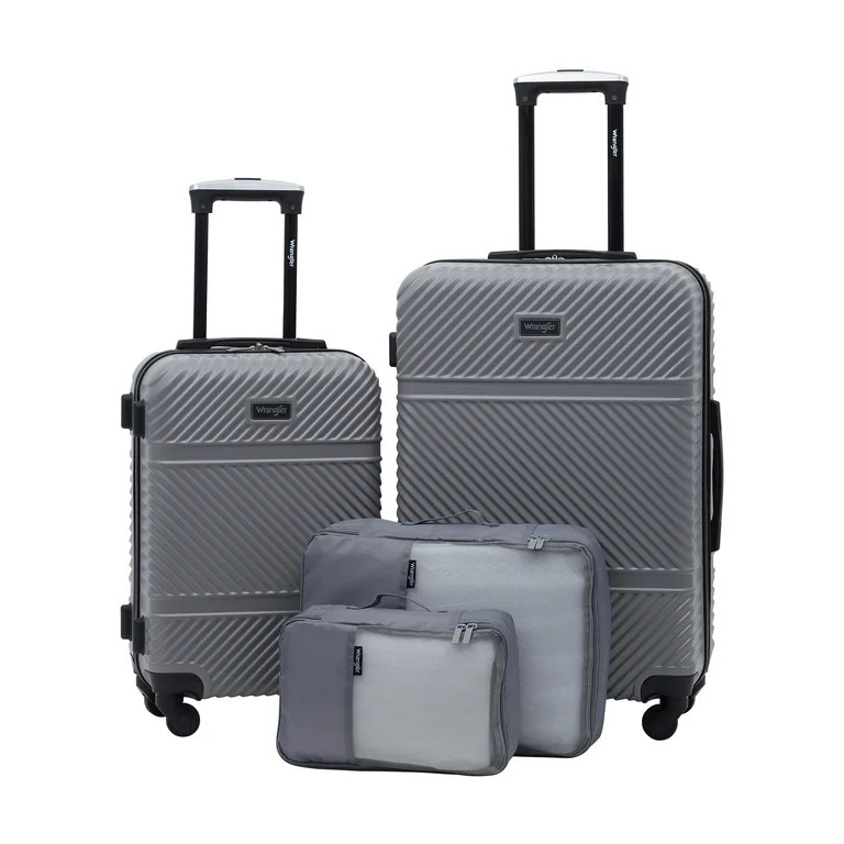 Wrangler 4 Pc. ABS Spinner Luggage Set with 20" & 25" Suitcases and Packing Cubes, Sharkskin | Walmart (US)