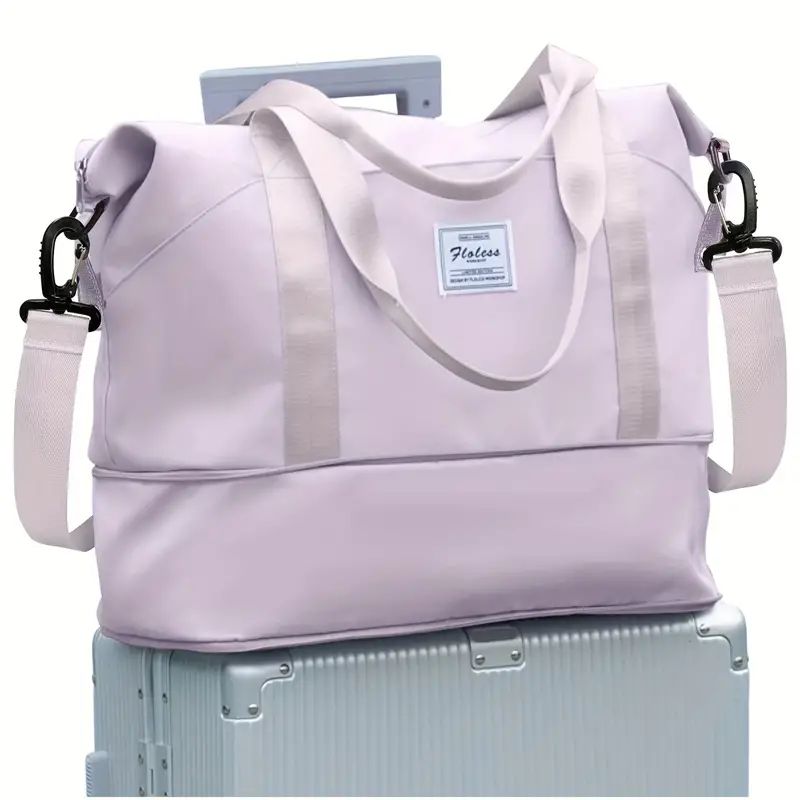 Zipper Duffel Bag, Letter Patch Double Handle Travel Storage Bag Overnight Bag Gym Bag | Temu FR