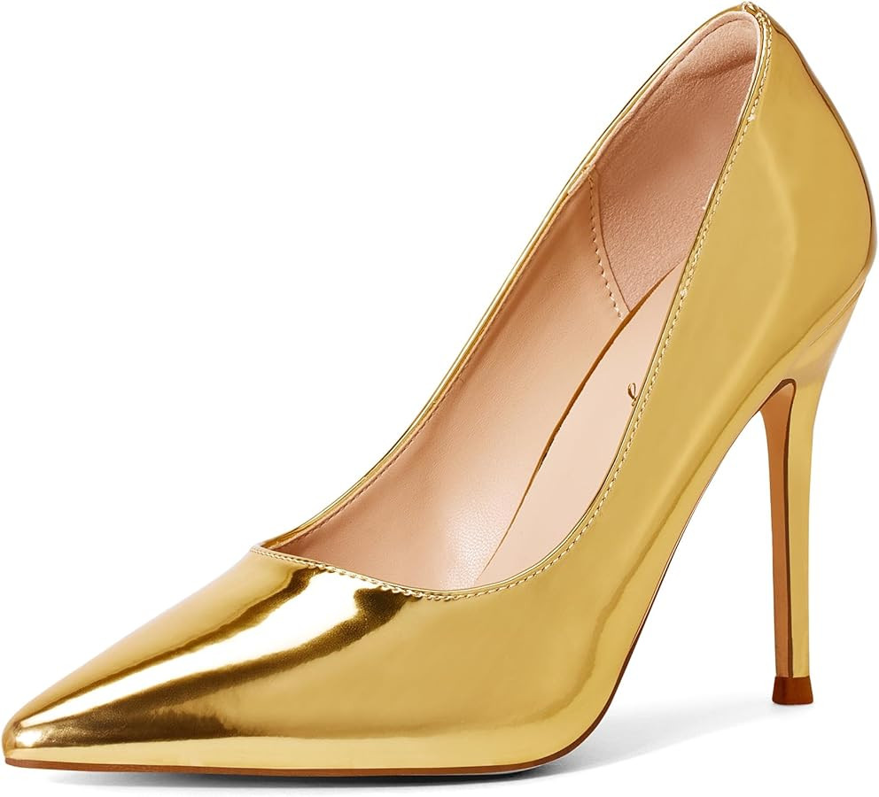 Elisabet Tang Women's High Heels Pumps Closed Pointed Toe Stiletto 4inch Heels Classic Office Spe... | Amazon (US)