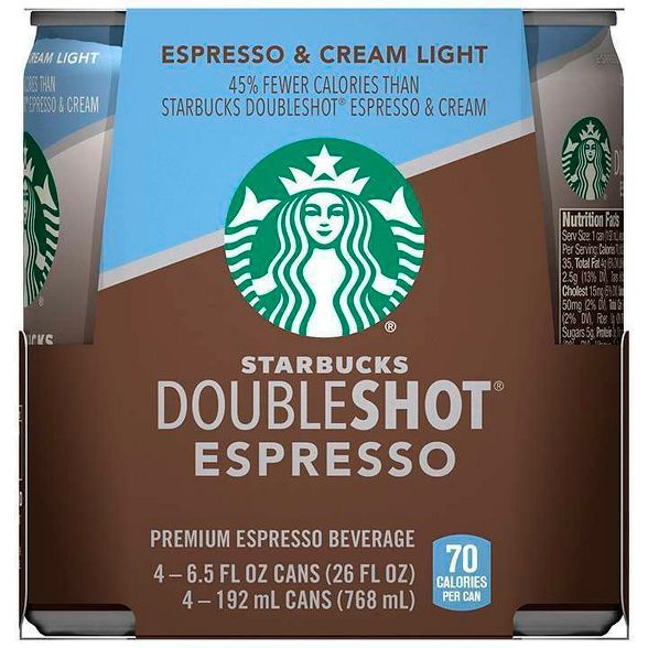 Starbucks Doubleshot Espresso Light Premium Coffee Drink - 4pk/6.5 fl oz Cans | Target