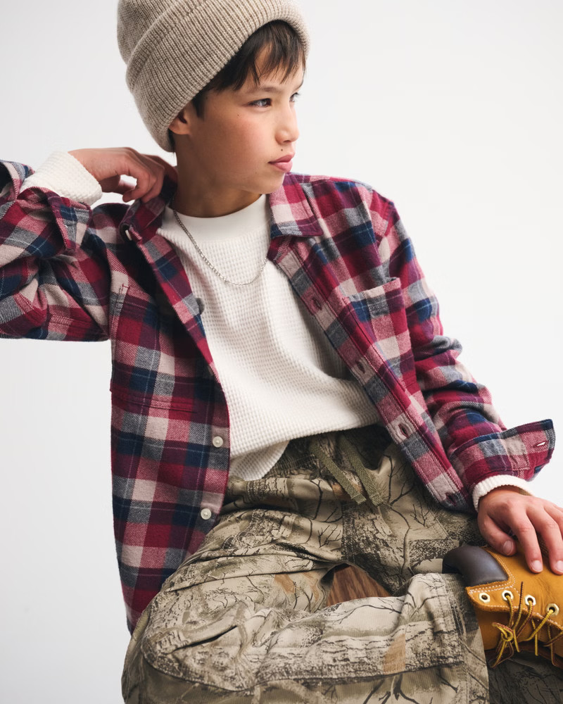 boys long-sleeve slub flannel | boys tops | Abercrombie.com | Abercrombie & Fitch (US)