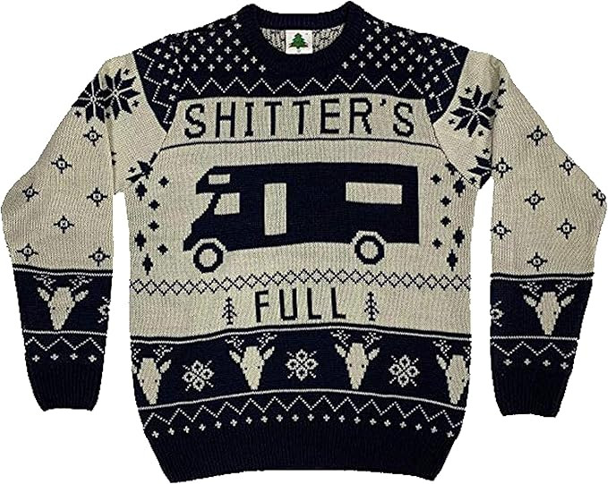 Christmas Vacation Shitter's Full Ugly Christmas Sweater Navy | Amazon (US)