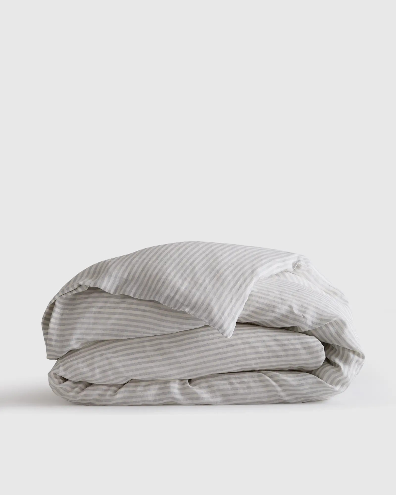 European Linen Duvet Cover in Mist/white Stripe | Quince