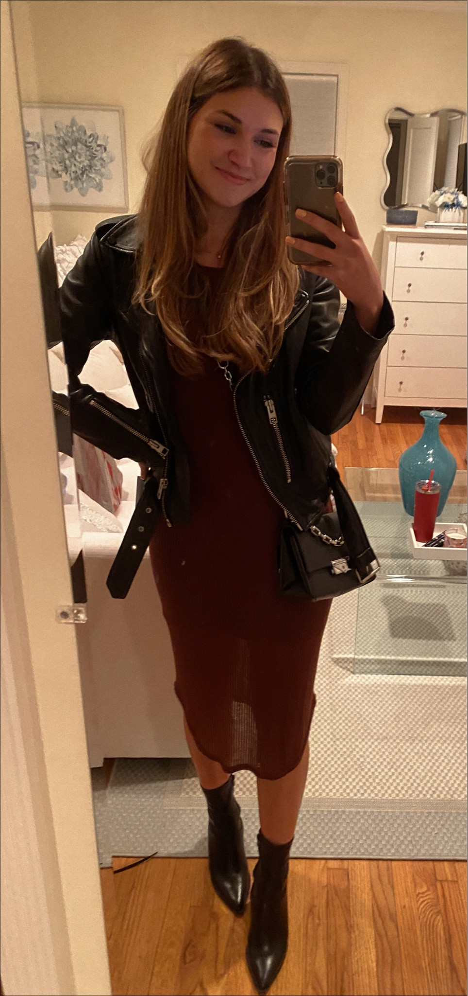 Cute and casual going out outfit! Brown dress with booties and leather jacket💜

#LTKSeasonal #LTKfit #LTKstyletip