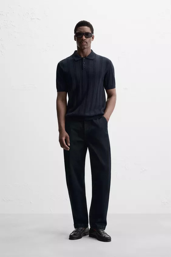 RIBBED KNIT POLO SHIRT | Zara US
