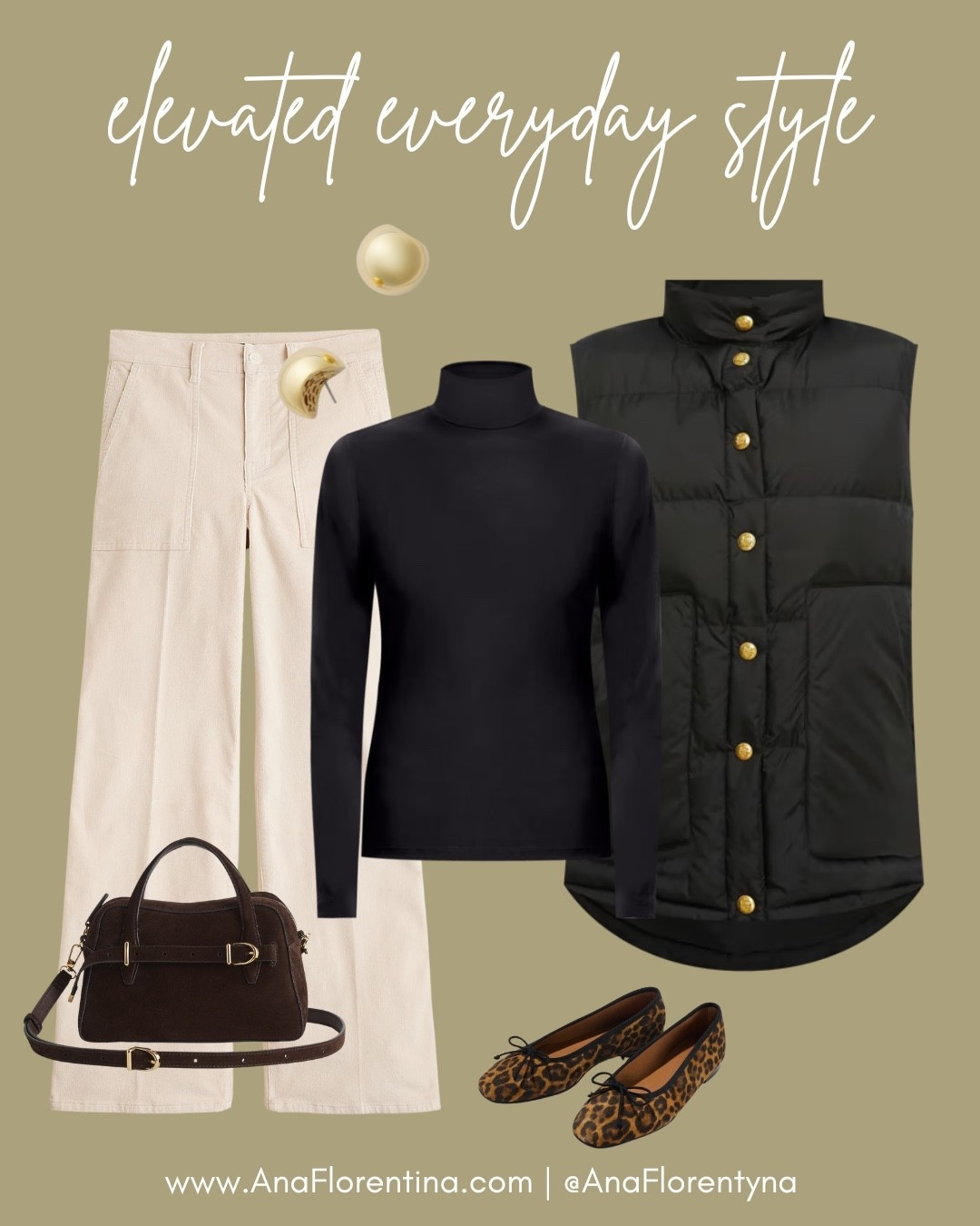 Black puffer vest
JCrew  corduroy pants
Margaux Leopard flats

I am already wearing corduroy pants here in nyc to stay warm, and I’ve been looking for ivory pants which always look fantastic with all black on top. I included flats for those living in warmer areas, and booties for those up north like me! Hope your week is going well!

#LTKHoliday #LTKSeasonal #LTKStyleTip