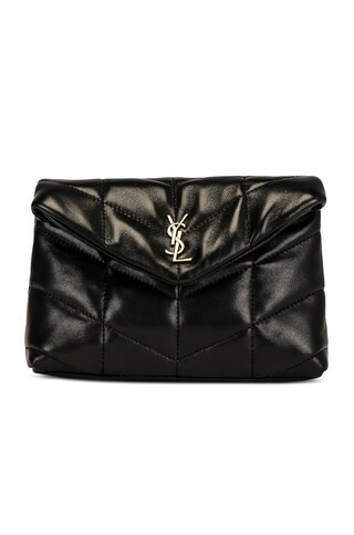 Saint Laurent Small Puffer Pouch in Black | FWRD 
