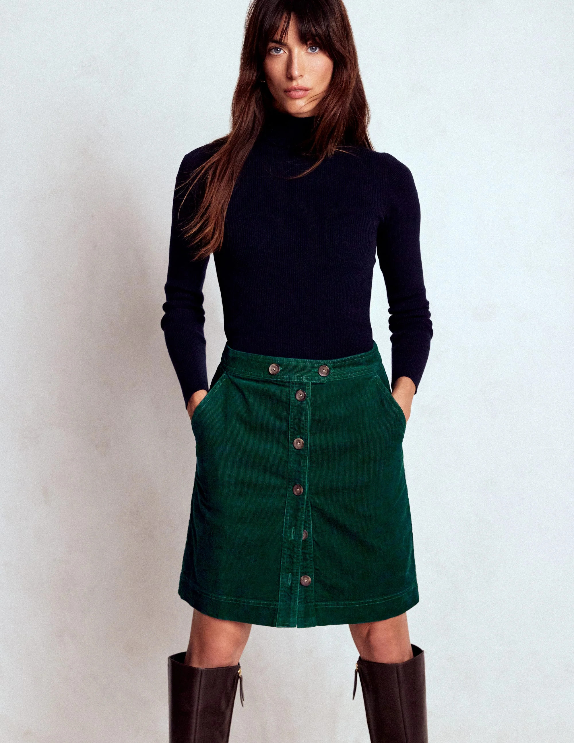 Cecelia Cord Skirt-Emerald Night | Boden (US)