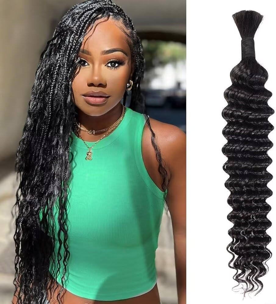 50g 18 Inch Deep Wave Bulk Human Braiding Hair 1 Bundle/Pack No Weft Human Hair Bundles for Braid... | Amazon (US)