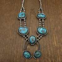 Vintage Sterling Silver Squash Style Morenci Turquoise Necklace | Etsy (US)