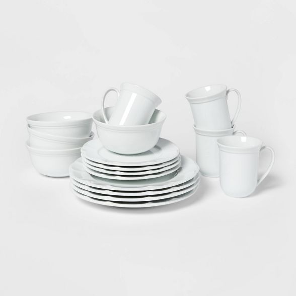 16pc Porcelain Scalloped Dinnerware Set White - Threshold™ | Target