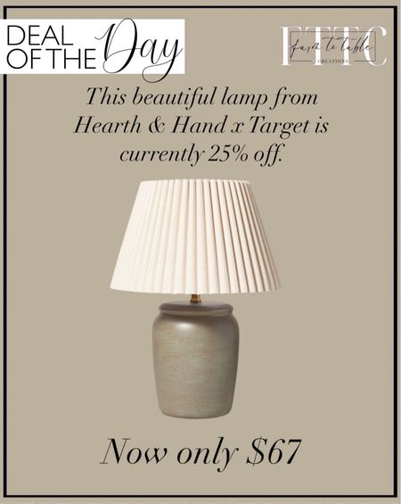 Deal of the Day. Follow @farmtotablecreations on Instagram for more inspiration.

This beautiful lamp from The Hearth & Hand Magnolia Lone at Target is currently on sale  

#LTKHome #LTKFindsUnder100 #LTKSaleAlert