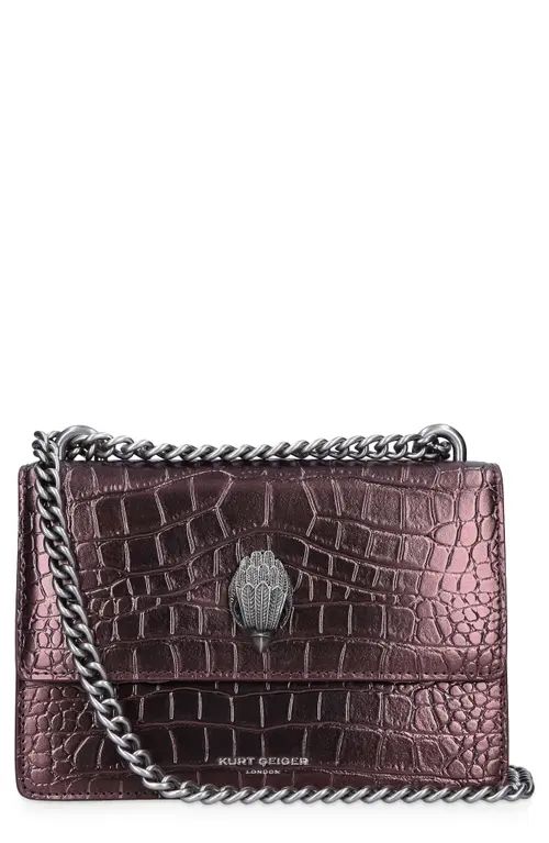Kurt Geiger London Small Shoreditch Croc Embossed Leather Convertible Crossbody Bag in Burgundy at N | Nordstrom