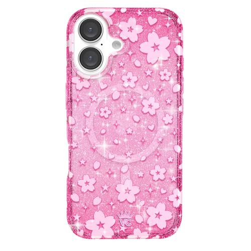 VELVET CAVIAR for iPhone 16 Case Pink Glitter - Compatible with MagSafe [10ft Drop Tested] - Cherry Blossom Floral Summer Vibes | Amazon (US)