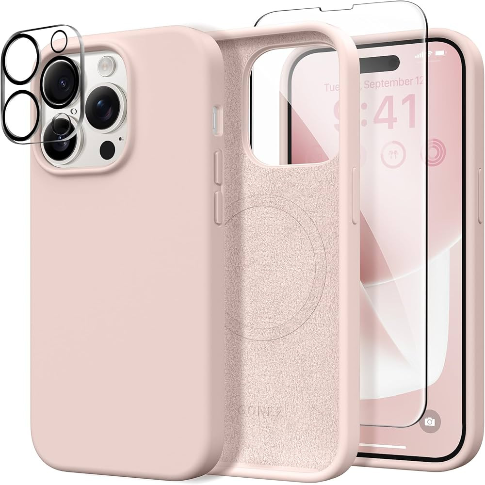 GONEZ for iPhone 14 Pro Max Case Silicone, Compatible with MagSafe, with 2X Screen Protector + 2X... | Amazon (US)