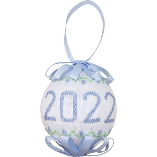 Blue Smocked 2022 Christmas Ornament - Shipping Early November | Cecil and Lou