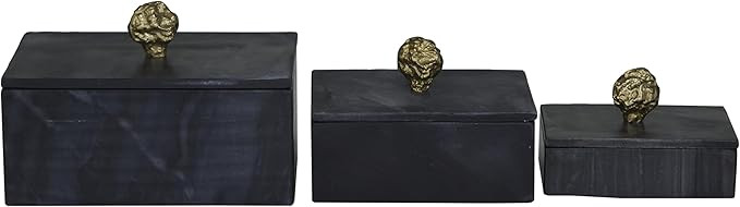Deco 79 Marble Decorative Box Decorative Keepsake Boxes with Gold Finial, Set of 3 Storage Boxes ... | Amazon (US)