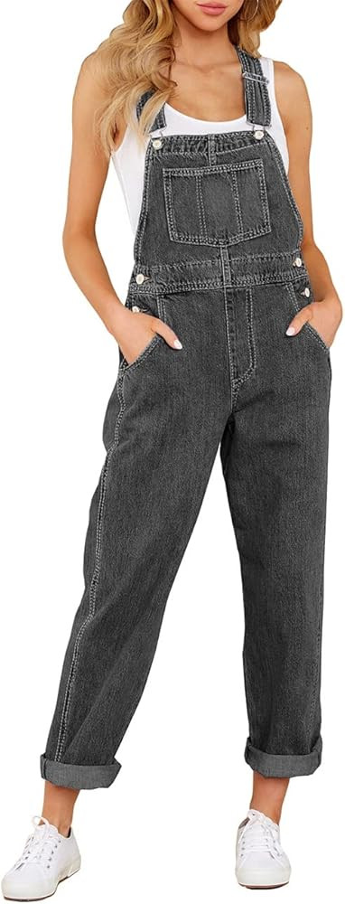 Vetinee Womens Classic Adjustable Straps Pockets Denim Bib Overalls Jeans Pants | Amazon (US)