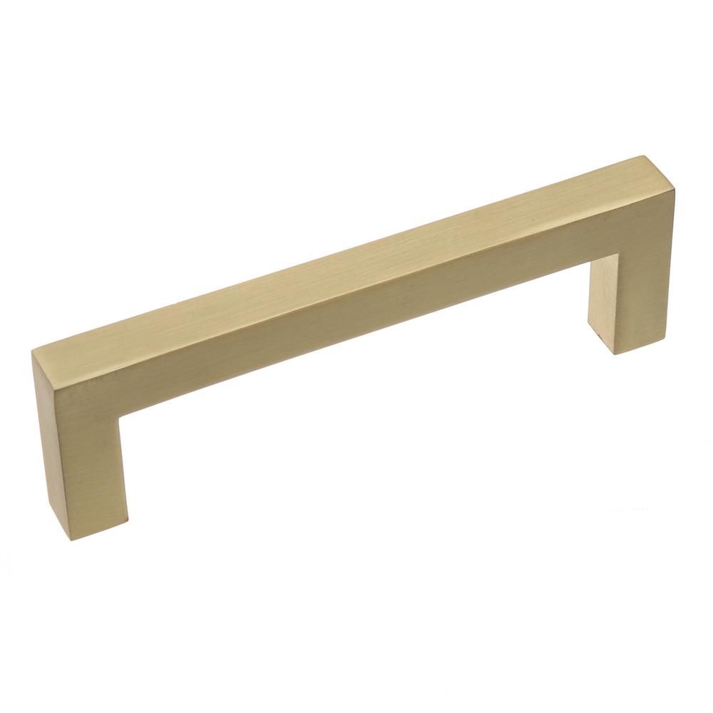 GlideRite 3-3/4 in. Satin Gold Solid Square Slim Cabinet Drawer Bar Center-to-Center Pulls (10-Pa... | The Home Depot
