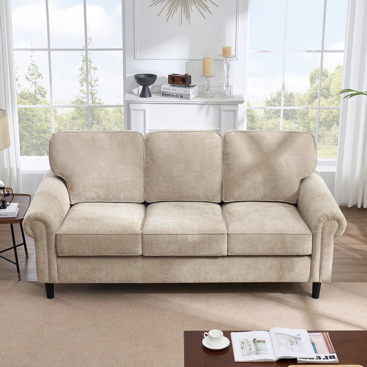 House of Hampton® 82.7" Chenille Morden Sofa Rolled Arms Upholstered Couch | Wayfair | Wayfair North America