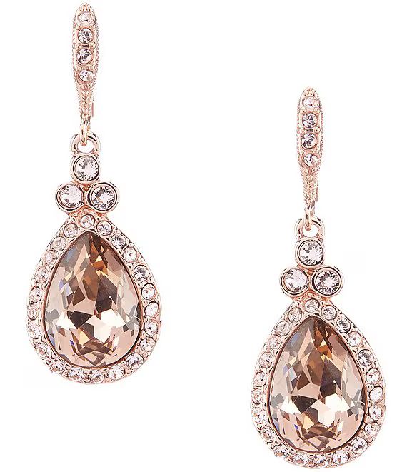Crystal Pear Drop Leverback Earrings | Dillards